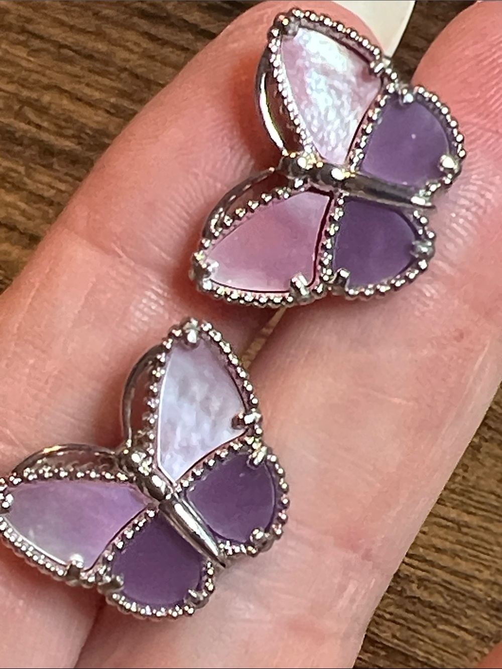 Butterfly Purple Stone Stud Earrings - Women Jewelry
